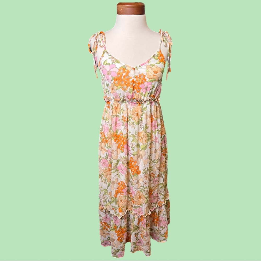 NWOT August Sky Women's Sleeveless Floral MIDI Dress Size